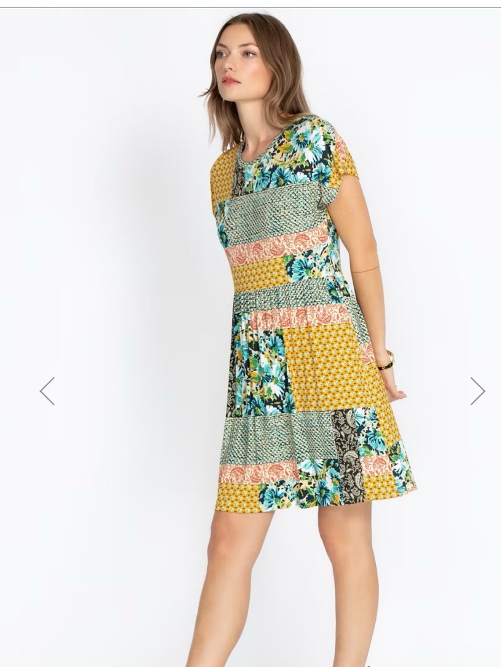 JOHNNY WAS paisley block relaxed t-shirt dress in multi L